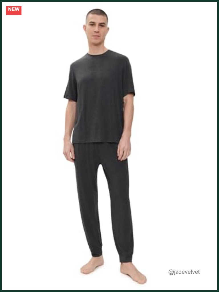 Men's Modal Short Sleeve Pajama Set With Drawstring Pockets